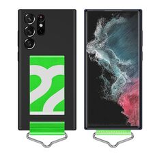 Per Samsung Galaxy S22 Ultra 5G sottile cinturino da polso staffa cassa del telefono del PC (cinturino nero + verde)