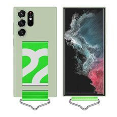 Per Samsung Galaxy S22 Ultra 5G Slim Cinturino da polso Staffa Cassa del telefono per PC (cinturino verde chiaro + verde)