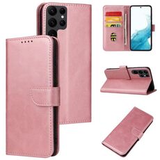 Per Samsung Galaxy S22 Ultra 5G Custodia in pelle con fibbia in vitello con fibbia (oro rosa)