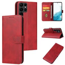 Per Samsung Galaxy S22 Ultra 5G Calf Texture Buckle Custodia in pelle per telefono (rosso)