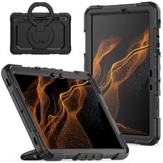 Per Samsung Galaxy Tab S8 / S7 Supporto per bracciale in silicone + Custodia per tablet PC (nero)