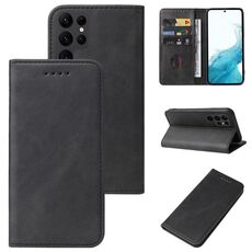 Per Samsung Galaxy S22 Ultra 5G Calf Texture Magnetic Flip Custodia per telefono in pelle (nero)
