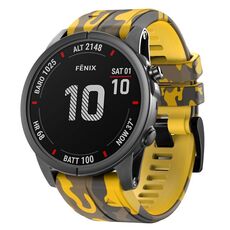Per cinturino in silicone mimetico Garmin Fenix 7 (giallo)