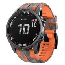 Per cinturino in silicone mimetico Garmin Fenix 7X (arancione)