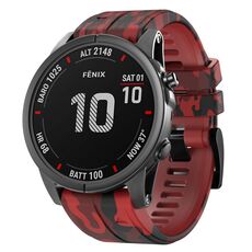 Per cinturino in silicone mimetico Garmin Fenix 7X (rosso)