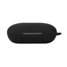 Custodia protettiva in silicone per auricolari Bluetooth tinta unita con moschettone per Skullcandy Push Active (nero)