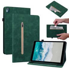 Custodia per tablet in pelle con cerniera a tinta unita per Nokia T10 Skin Feel (verde)