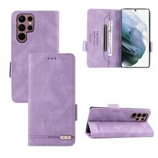 Per Samsung Galaxy S22 Ultra 5G Chiusura magnetica Flip Custodia in pelle per telefono (viola)