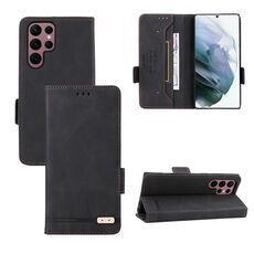 Per Samsung Galaxy S22 Ultra 5G Chiusura magnetica Flip Custodia in pelle per telefono (nero)