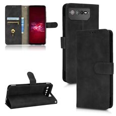 Per Asus ROG Phone 6 Custodia per cellulare in pelle magnetica con sensazione di pelle (nera)