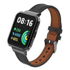 Per Xiaomi Redmi Watch 2 Cinturino integrato con cassa in metallo in vera pelle (nero)