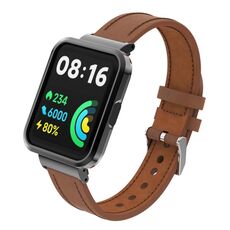 Per Xiaomi Redmi Watch 2 Lite Cinturino integrato con cassa in metallo in vera pelle (marrone)