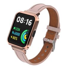 Per Xiaomi Redmi Watch 2 Lite Cinturino integrato con cassa in metallo in vera pelle (rosa chiaro)