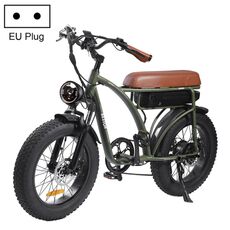 [Magazzino EU] BEZIOR XF001 1000W 48V 12.5AH Bicicletta elettrica retrò con display digitale LCD e pneumatici da 20 pollici, spina UE (verde militare)