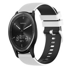 Per Garmin Vivomove Sport Cinturino in silicone bicolore a scacchi da 20 mm (bianco + nero)