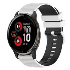 Per Garmin Venu 2 Plus Cinturino in silicone bicolore a scacchi da 20 mm (bianco + nero)