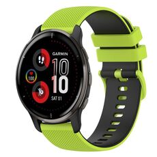 Per Garmin Venu 2 Plus Cinturino in silicone bicolore a scacchi da 20 mm (verde lime + nero)