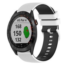 Per Garmin Approach S40 Cinturino in silicone bicolore a scacchi da 20 mm (bianco + nero)