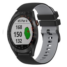 Per Garmin Approach S40 Cinturino in silicone bicolore a scacchi da 20 mm (nero + grigio)