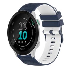Per Garmin Forerunner 158 Cinturino in silicone bicolore a scacchi da 20 mm (blu scuro + bianco)