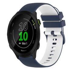 Per Garmin Forerunner 55 Cinturino in silicone bicolore a scacchi da 20 mm (blu scuro + bianco)