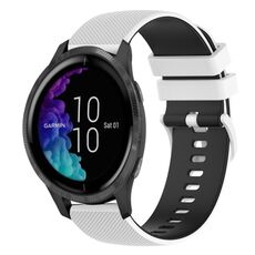 Per cinturino in silicone a due colori a scacchi da 20 mm Garmin Venu (bianco + nero)