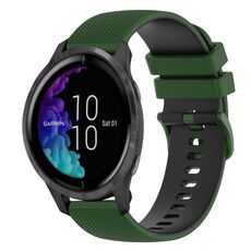 Per cinturino in silicone bicolore a scacchi da 20 mm Garmin Venu (verde Amy + nero)