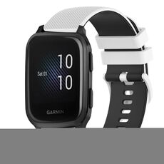 Per cinturino in silicone bicolore a scacchi da 20 mm Garmin Venu SQ (bianco + nero)