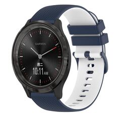 Per GarminMove 3 Cinturino in silicone bicolore a scacchi da 20 mm (blu scuro + bianco)