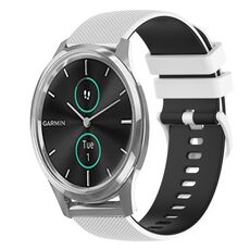 Per Garmin VivoMove Luxe Cinturino in silicone bicolore a scacchi da 20 mm (bianco + nero)