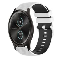 Per Garmin VivoMove Style 20mm Cinturino in silicone bicolore a scacchi (bianco + nero)