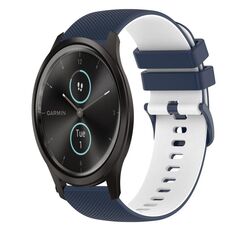 Per Garmin VivoMove Style 20mm Cinturino in silicone bicolore a scacchi (blu scuro + bianco)