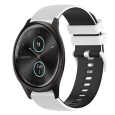 Per Garmin GarminMove Style 20mm Cinturino in silicone bicolore a scacchi (bianco + nero)
