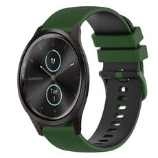 Per Garmin Garmin Move Style 20 mm cinturino in silicone bicolore a scacchi (verde amy + nero)