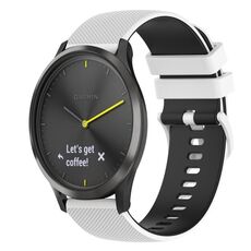 Per cinturino in silicone bicolore a scacchi da 20 mm Garmin Vivomove (bianco + nero)