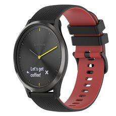 Per Garmin Vivomove Cinturino in silicone bicolore a scacchi da 20 mm (nero + rosso)