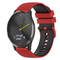 Per Garmin Vivomove HR Sport Cinturino in silicone bicolore a scacchi da 20 mm (rosso + nero)