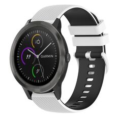 Per Garmin Vivoactive 3 Cinturino in silicone bicolore a scacchi da 20 mm (bianco + nero)