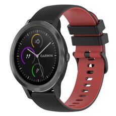 Per Garmin Vivoactive 3 Cinturino in silicone bicolore a scacchi da 20 mm (nero + rosso)
