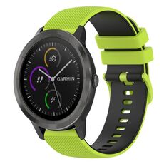Per Garmin Vivoactive 3 Cinturino in silicone bicolore a scacchi da 20 mm (verde lime + nero)