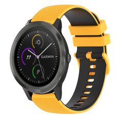 Per Garmin Vivoactive3 Music Cinturino in silicone bicolore a scacchi da 20 mm (giallo + nero)