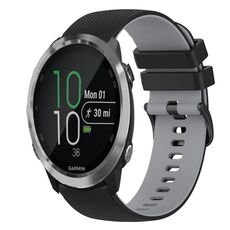 Per Garmin Forerunner 645 Cinturino in silicone bicolore a scacchi da 20 mm (nero + grigio)