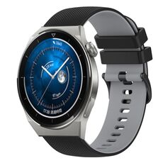 Per Huawei Watch GT3 Pro 43mm 20mm Cinturino in silicone bicolore a scacchi (nero + grigio)