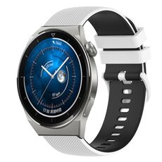 Per Huawei Watch GT3 42mm 20mm Cinturino in silicone bicolore a scacchi (bianco + nero)