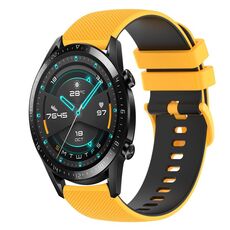 Per Huawei Watch GT2 42mm 20mm Cinturino in silicone bicolore a scacchi (giallo + nero)