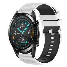 Per Huawei Watch 2 Cinturino in silicone bicolore a scacchi da 20 mm (bianco + nero)