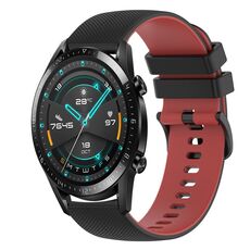 Per Huawei Watch 2 Cinturino in silicone bicolore a scacchi da 20 mm (nero + rosso)