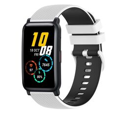 Cinturino per orologio in silicone bicolore a scacchi da 20 mm For Honor Watch ES (bianco + nero)