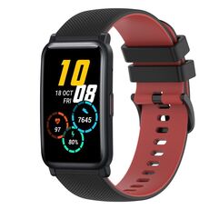 Cinturino per orologio in silicone bicolore a scacchi da 20 mm For Honor Watch ES (nero + rosso)