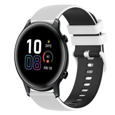 Cinturino per orologio in silicone bicolore a scacchi da 42 mm 20 mm per Honor MagicWatch2 (bianco + nero)